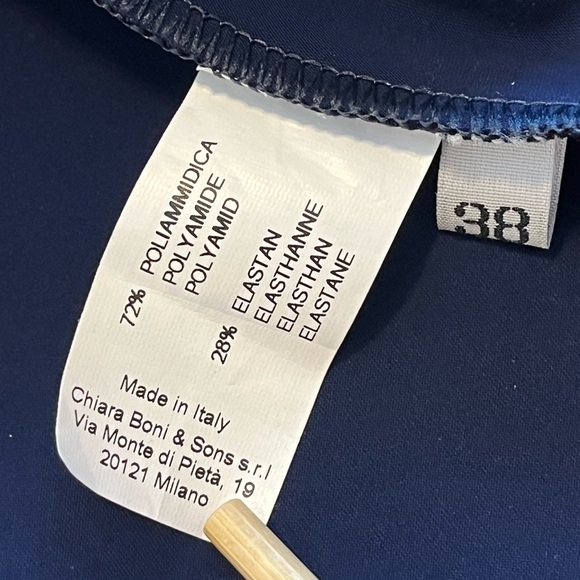 NWT Chiara Boni Dagmara Cap Sleeve Sweetheart Neckline Long Dress Navy Size 2 - Picture 10 of 15